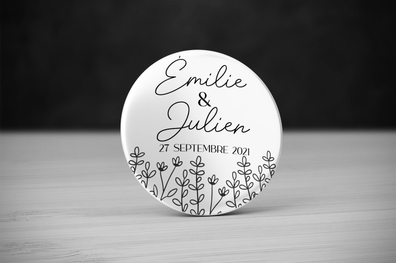 Badge Mariage Noir et Blanc