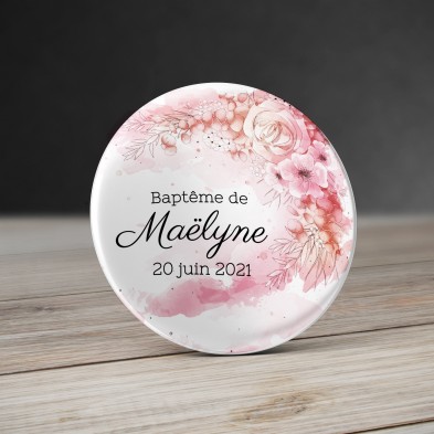 Badge bouquer de fleurs Aquarelle