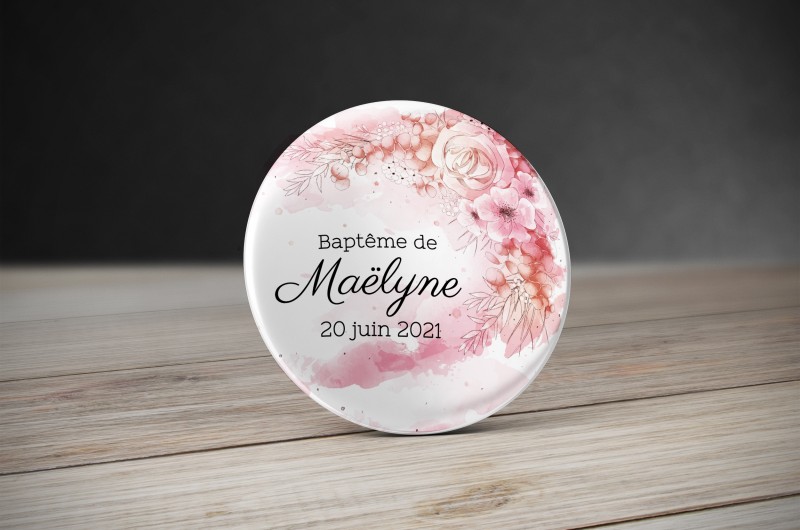 Badge bouquer de fleurs Aquarelle