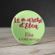 Badge personnalisé vert et rose