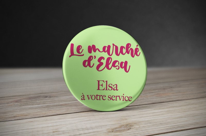 Badge personnalisé vert et rose