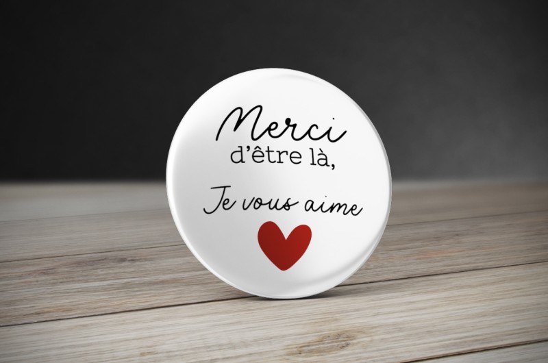 Badge coeur avec message personnalisé