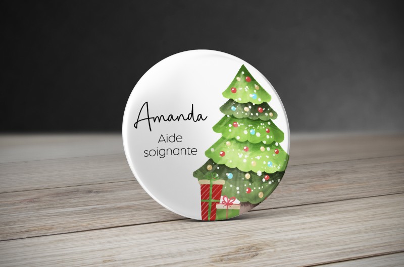 Badge Sapin de Noël et cadeaux