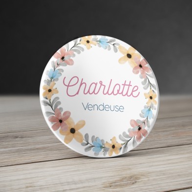 Badge Couronne de fleurs Pastel