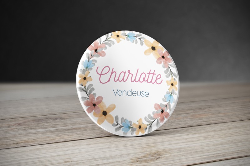 Badge Couronne de fleurs Pastel