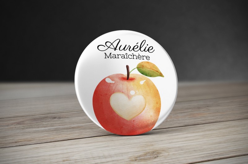 Badge Pomme aquarelle