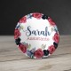 Badge Couronne de Fleurs Roses et bleues