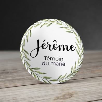 Badge Mariage Rameaux d'olivier