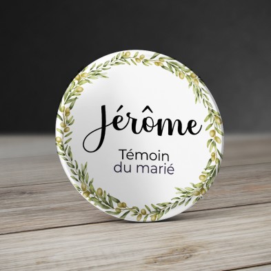Badge Mariage Couronne d'olivier