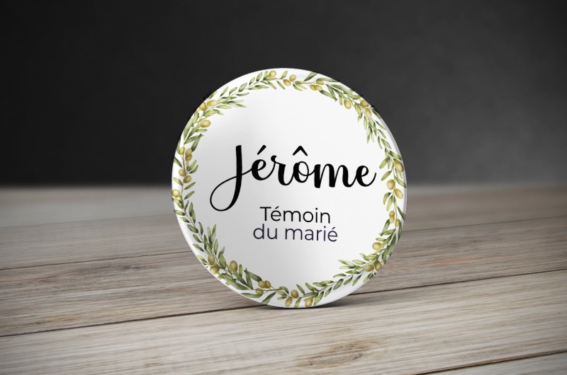 Badge Mariage Couronne d'olivier