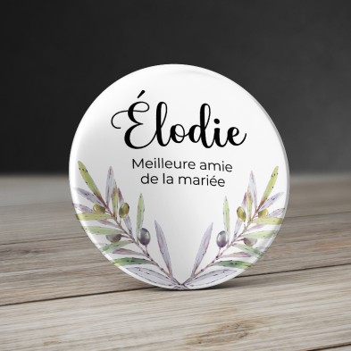 Badge Mariage Olives aquarelle