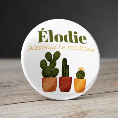 Badge Infirmière Cactus trio
