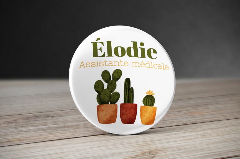 Badge Infirmière Cactus trio