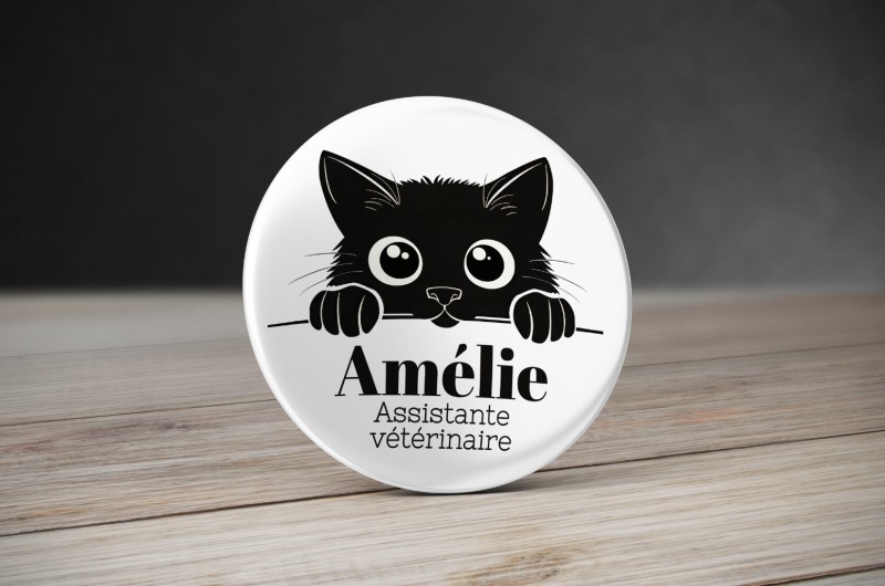 Badge Vétérinaire Chat Noir