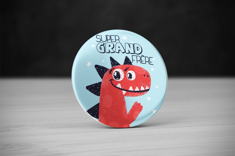 Badge Super Grand Frère Dinosaure