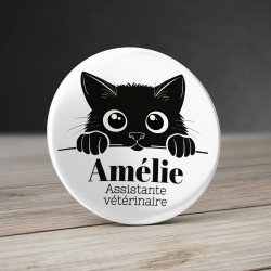 Badge V&eacute;t&eacute;rinaire Chat Noir