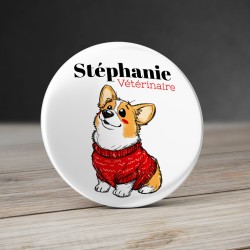 Badge V&eacute;t&eacute;rinaire Corgi Pull Rouge