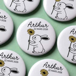 Badge Lapin et fleur